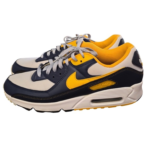 Nike\u200e Air Max 90 DC9845 101 Mens Size 10.5 Navy Yellow White Sneakers